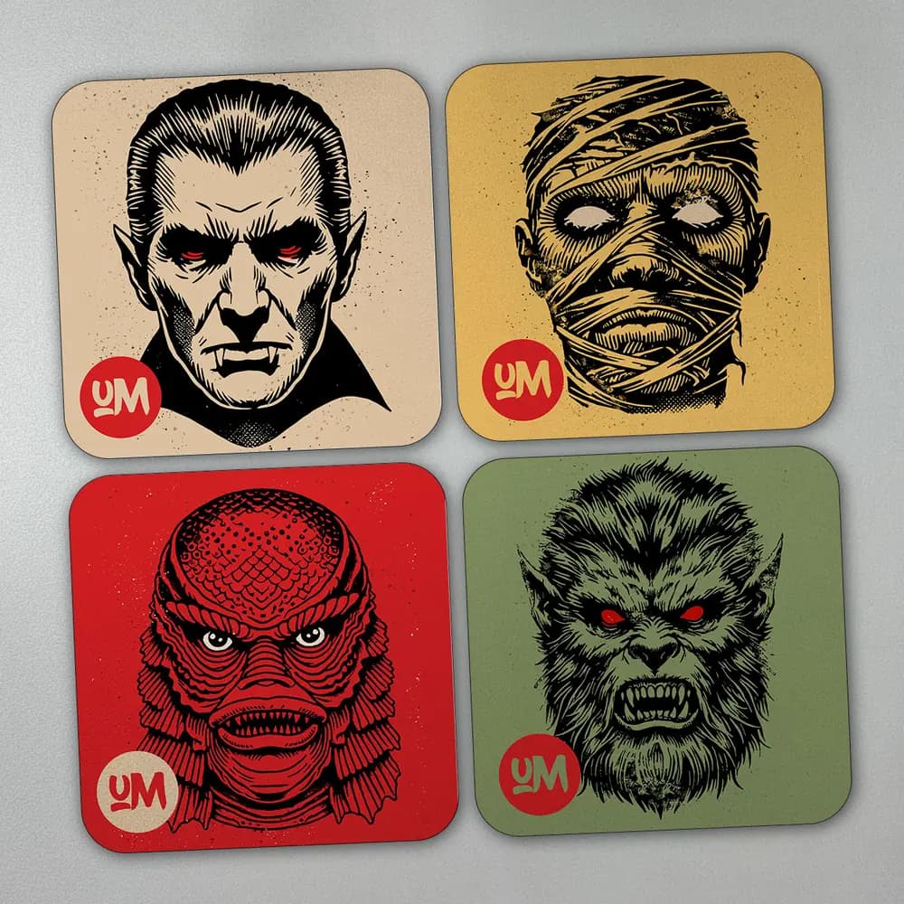 Set x 4 Portavasos Universal Monsters - Retratos Vintage Clásicos
