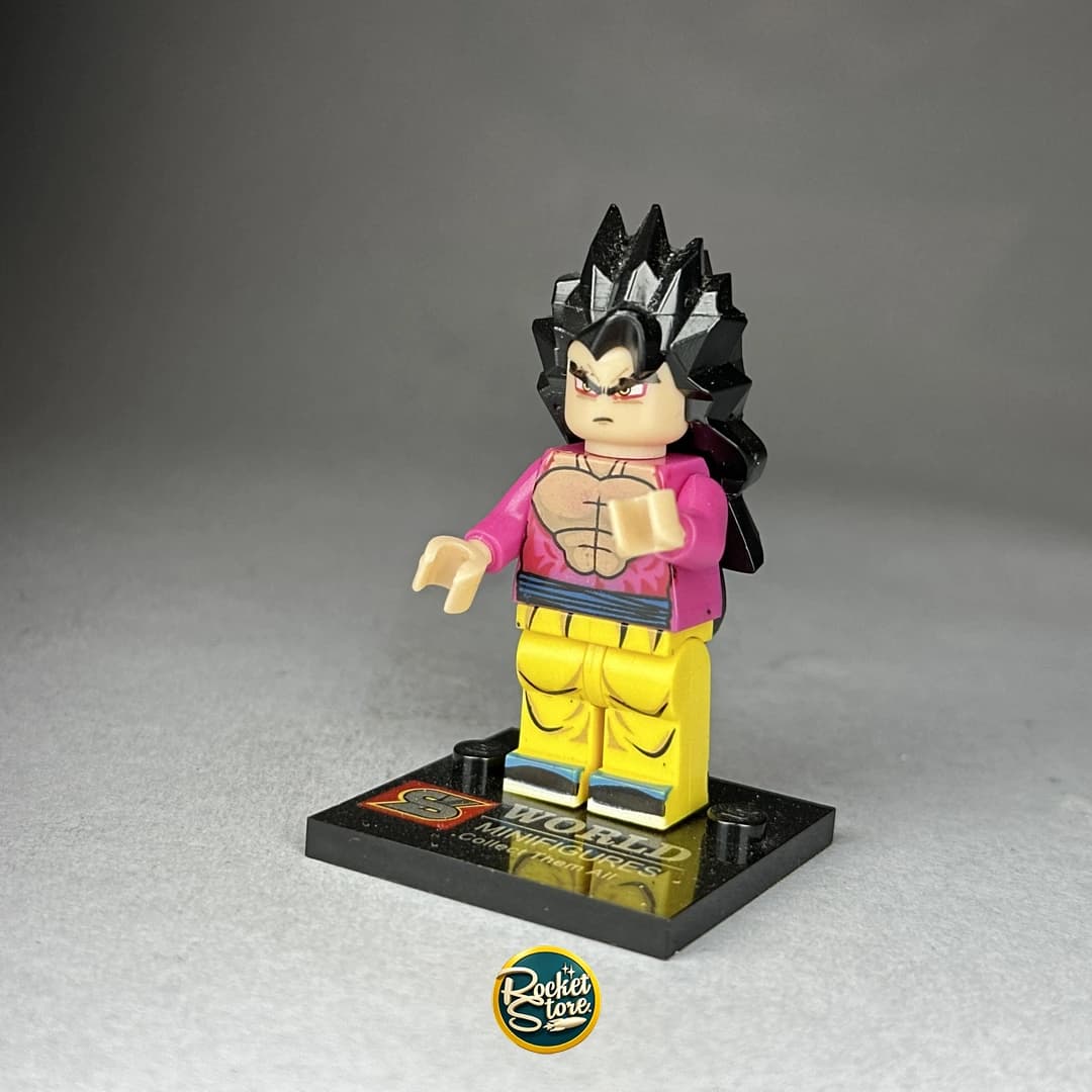 Minifigura tipo LEGO Dragon Ball Goku Super Saiyan 4 Pelaje Rojo