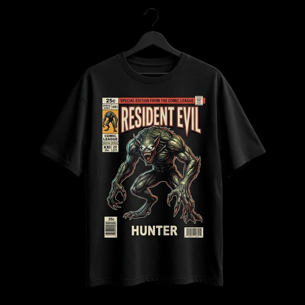 Camiseta Resident Evil - Hunter B.O.W. Comic League 001