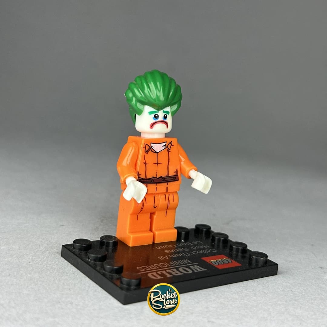 Minifigura tipo LEGO DC Comics The Joker Prisión Arkham Asylum