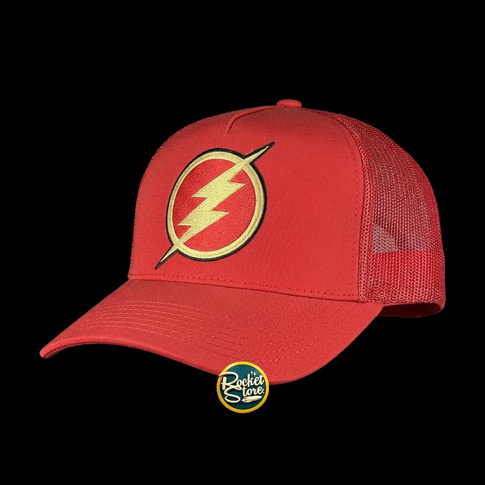 Gorra The Flash DC Comics Trucker (Roja / Malla Roja / Parche Rayo)
