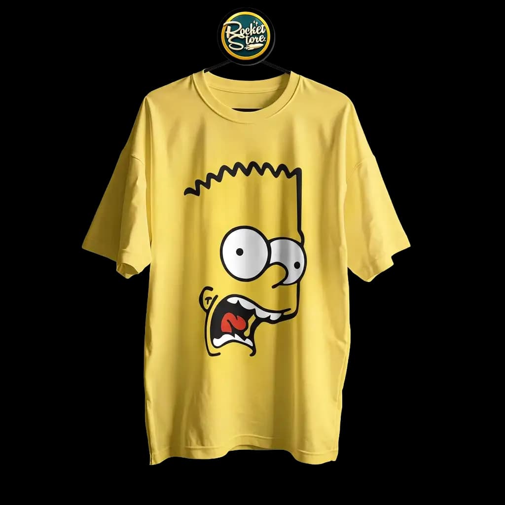 Camiseta Los Simpson - Rostro Bart Simpson Grito Amarillo