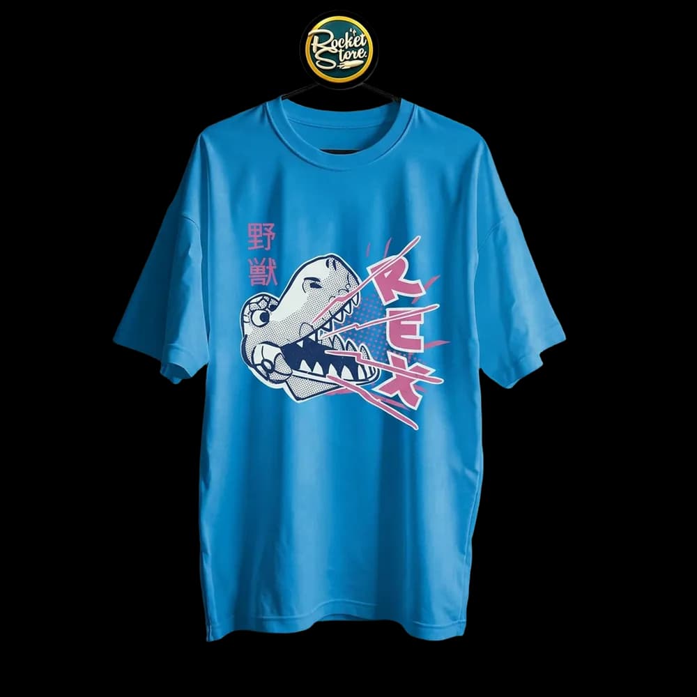 Camiseta Toy Story - Rex Pop Art Halftone Azul Turquesa