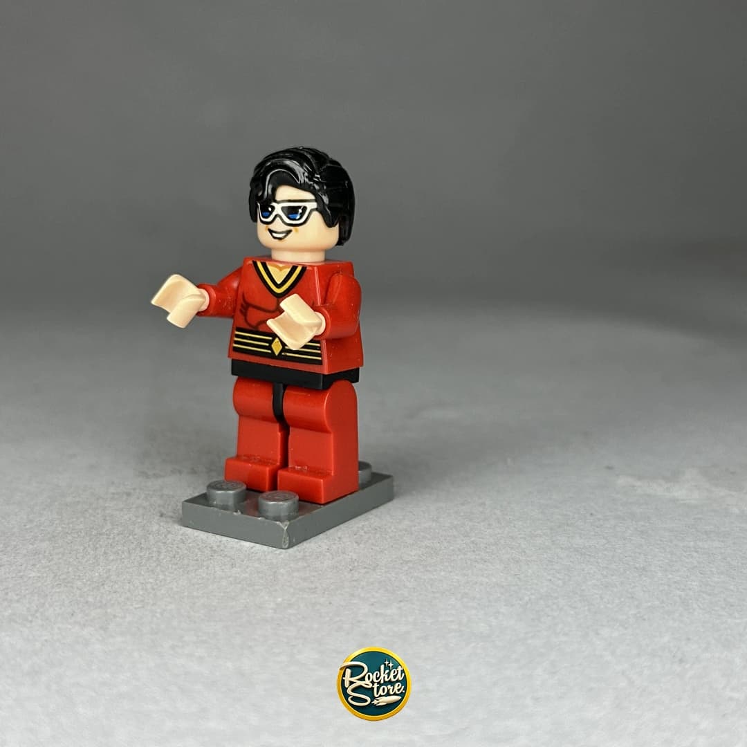 Minifigura tipo LEGO DC Comics Robin con Chaqueta Roja y Gafas