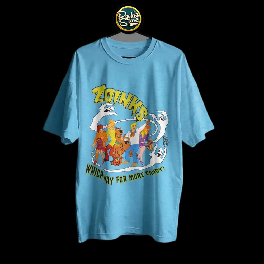 Camiseta Scooby-Doo - Zoinks Which Way For More Candy Azul Celeste