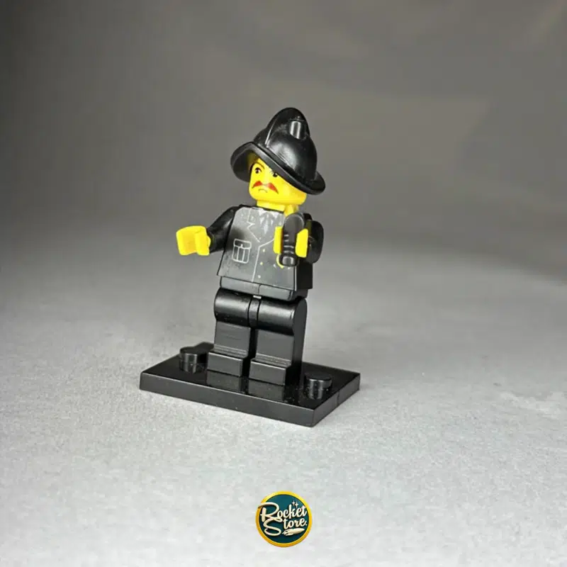 Minifigura tipo LEGO Oficial con Casco Negro y Bigote
