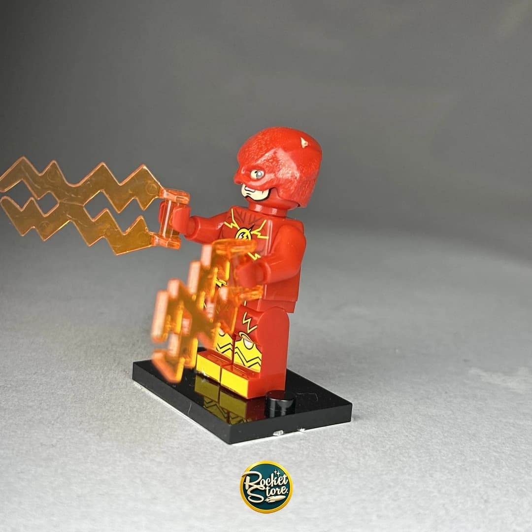 Minifigura tipo LEGO The Flash Traslúcido con Rayos Eléctricos