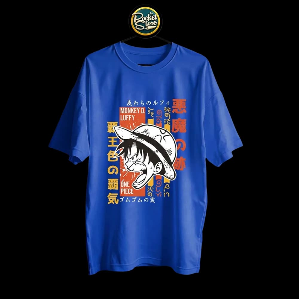 Camiseta One Piece - Monkey D. Luffy Grito de Batalla Azul Rey
