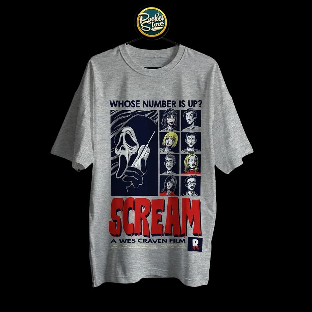 Camiseta Scream - Ghostface Whose Number Is Up Gris Jaspe