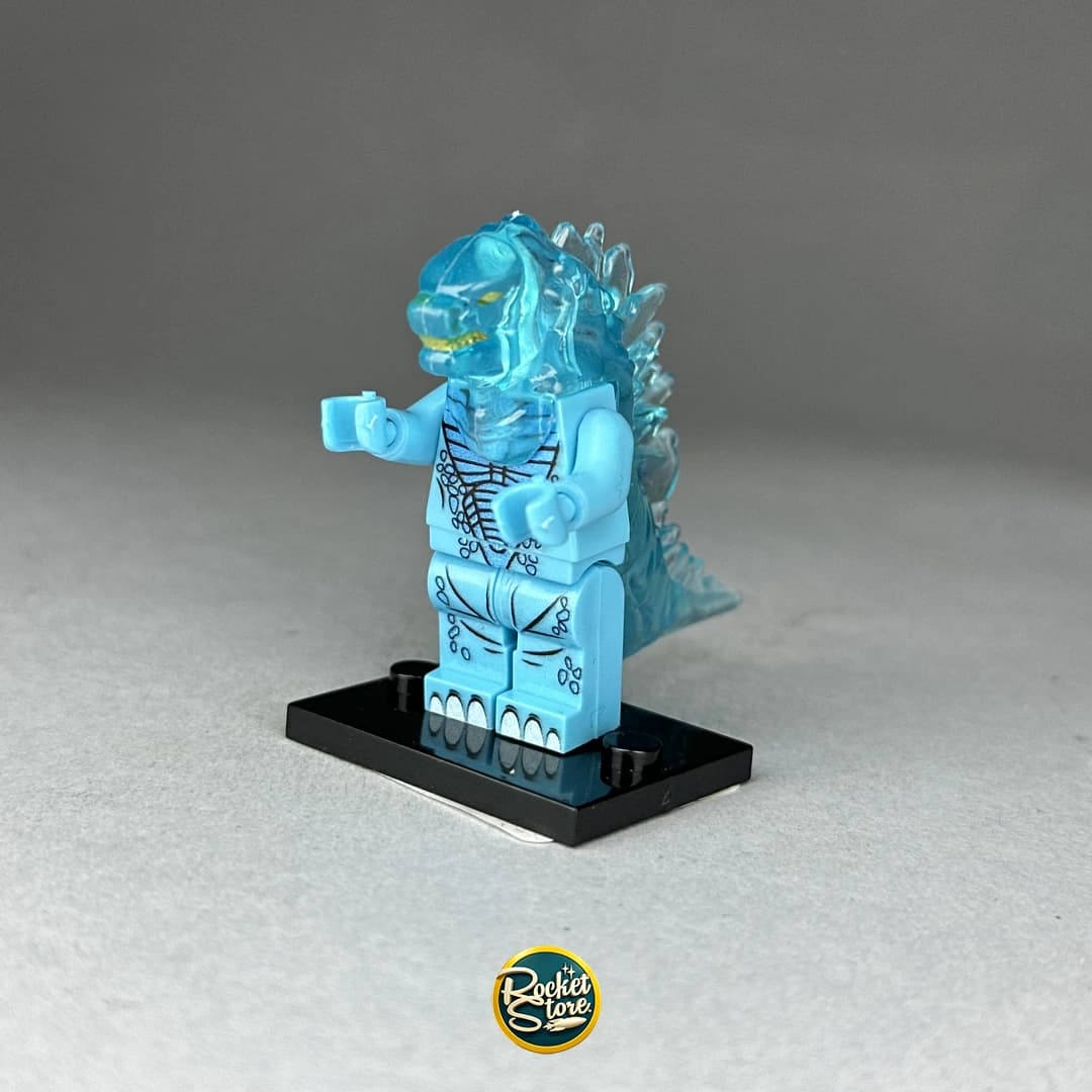 Minifigura tipo LEGO Atomic Godzilla Azul Cristalino