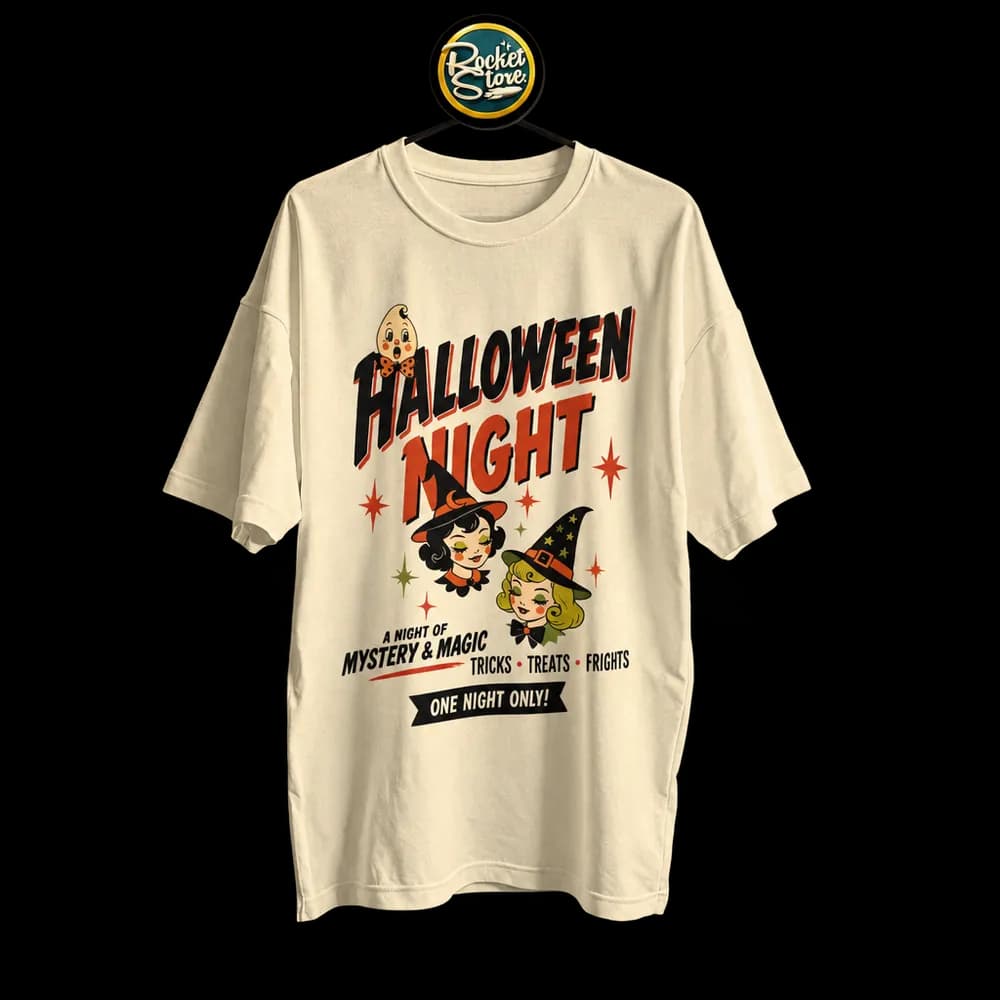 Camiseta Halloween Night - Witches & Magic (Light Cream)