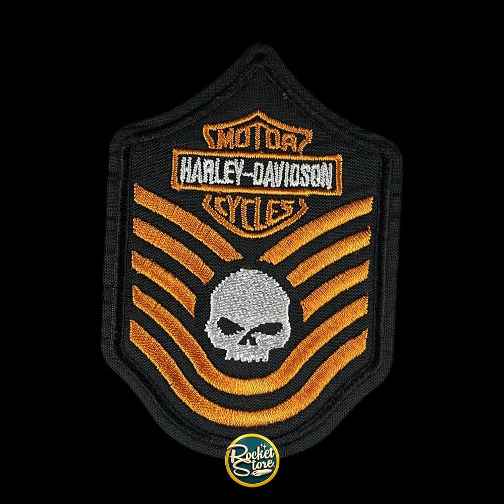 Parche Harley-Davidson - Calavera y Rayas de Sargento