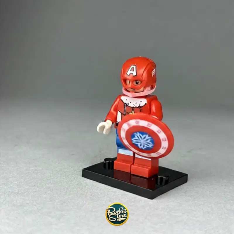 Minifigura tipo LEGO Marvel Capitán América Cómic con Escudo