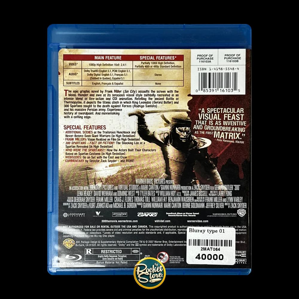 Blu-ray 300 (Zack Snyder) - contraportada