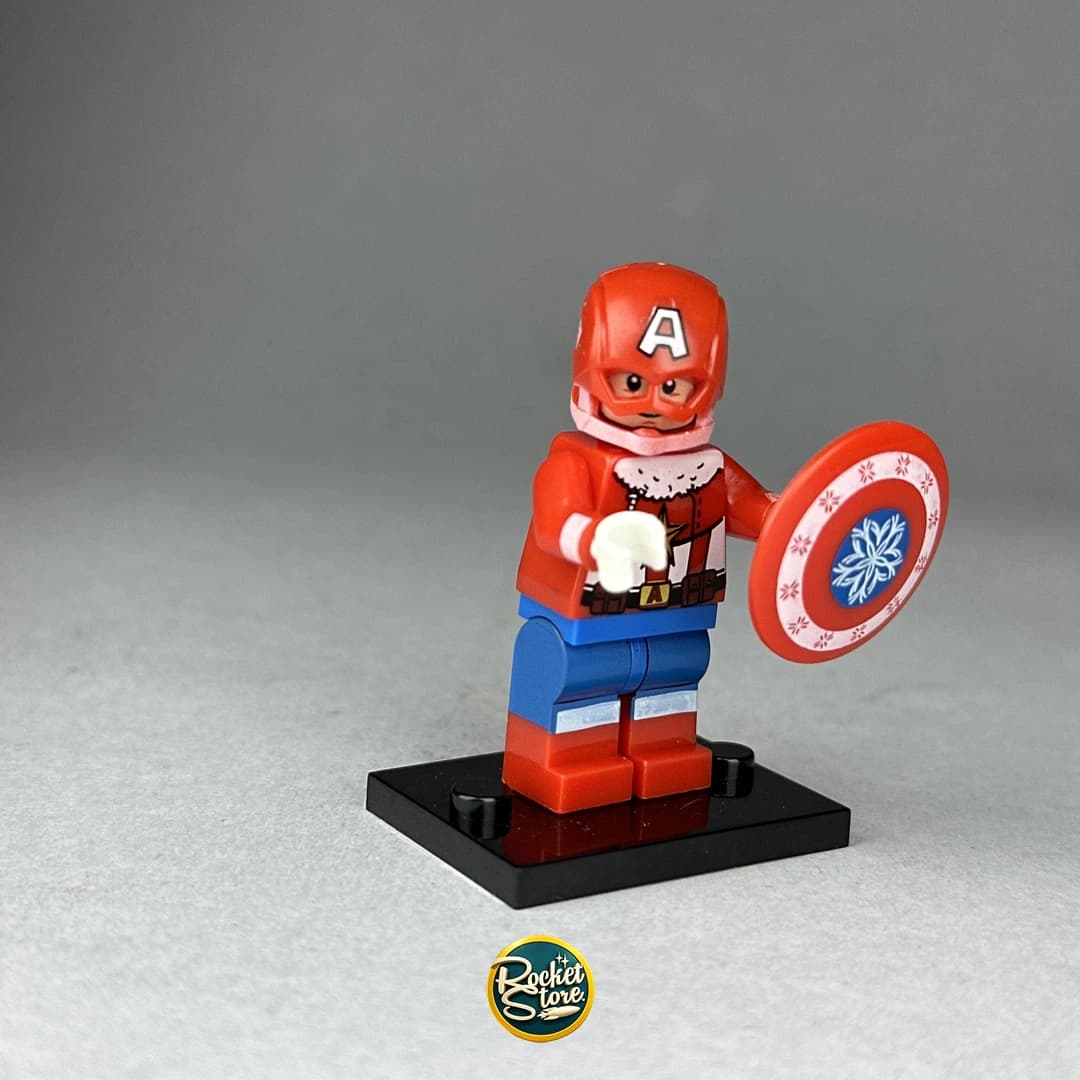 Minifigura tipo LEGO Marvel Capitán América Cómic con Escudo