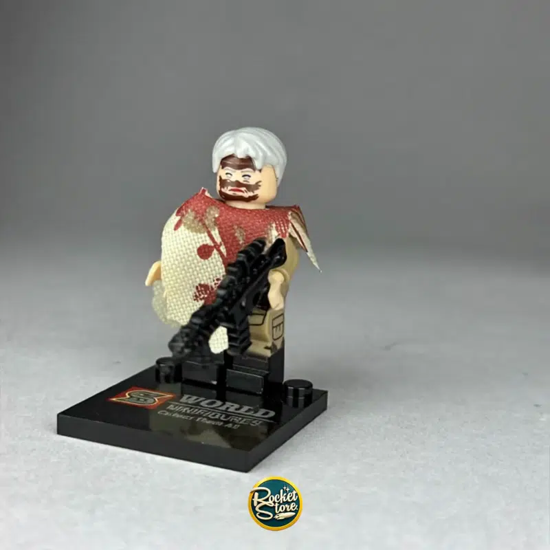 Minifigura tipo LEGO Superviviente Veterano con Rifle de Asalto TWD