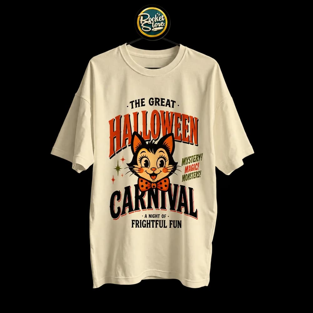 Camiseta The Great Halloween Carnival - Vintage Black Cat