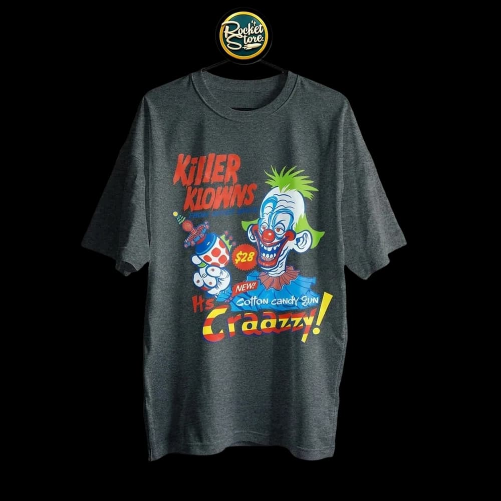 Camiseta Killer Klowns - Shorty Cotton Candy Gun Gris Oscuro