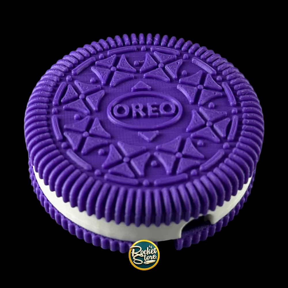 Enrollador de Cable Galleta Oreo Morada 3D con Cable USB