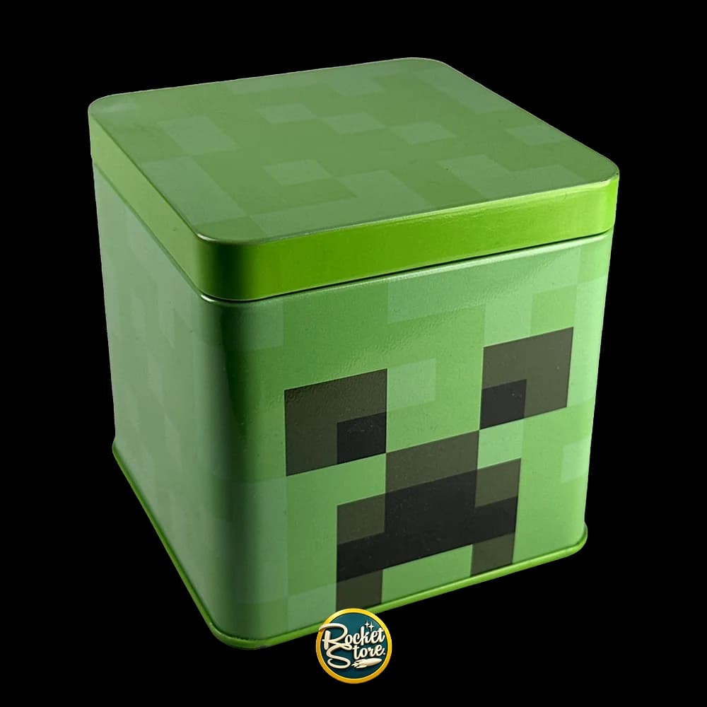 Caja Metálica Cuadrada Creeper Verde - Minecraft