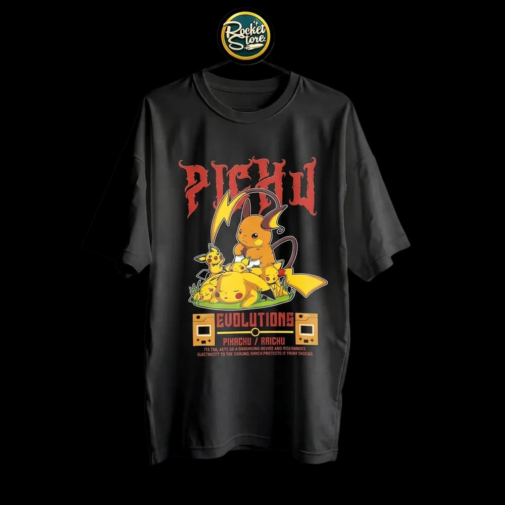 Camiseta Pokémon - Evolutions Pichu, Pikachu y Raichu