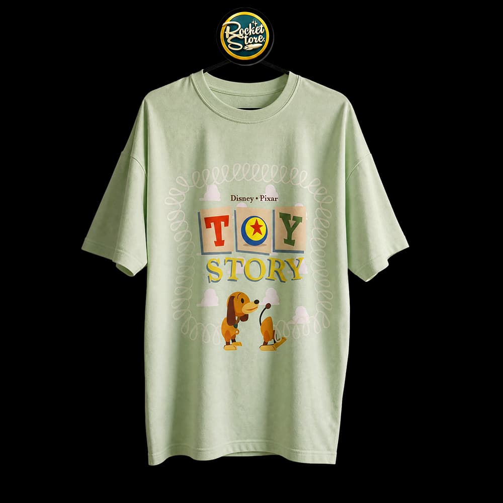 Camiseta Toy Story - Slinky Dog & Blocks Verde Menta