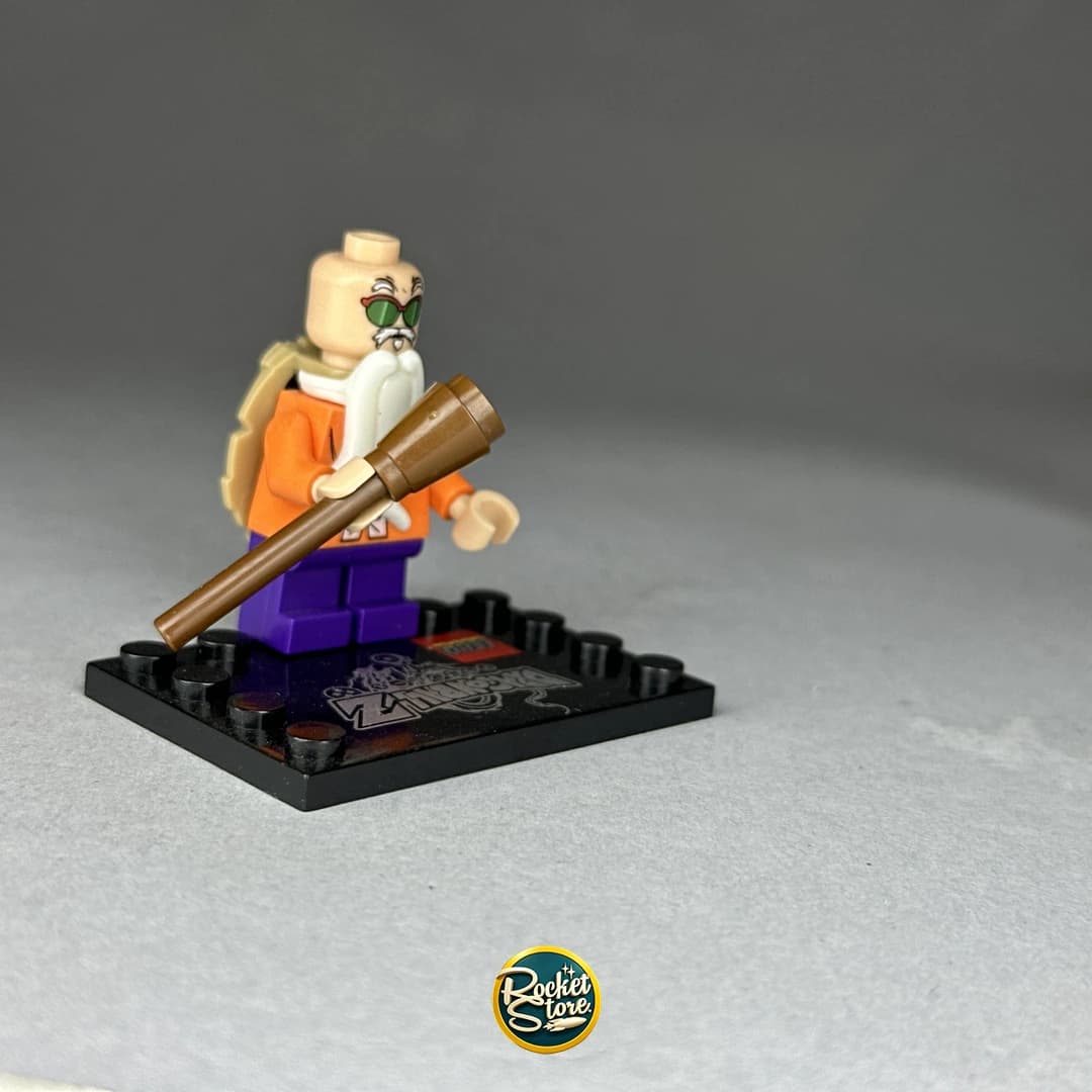 Minifigura tipo LEGO Dragon Ball Maestro Roshi con Bastón y Caparazón