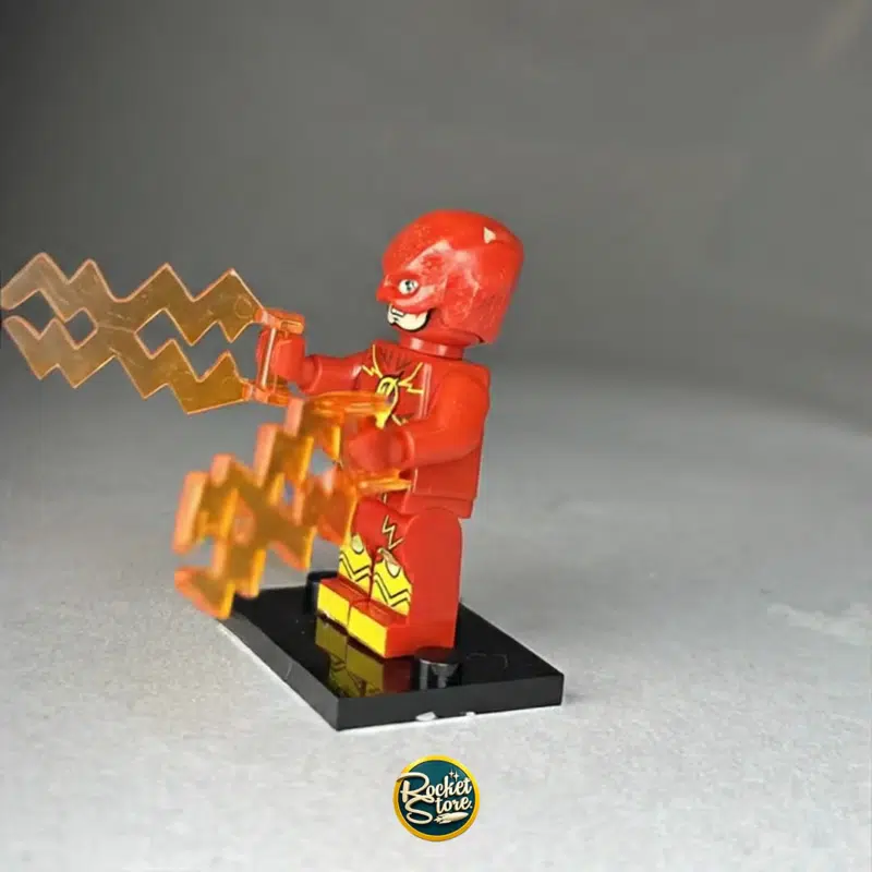 Minifigura tipo LEGO The Flash Traslúcido con Rayos Eléctricos