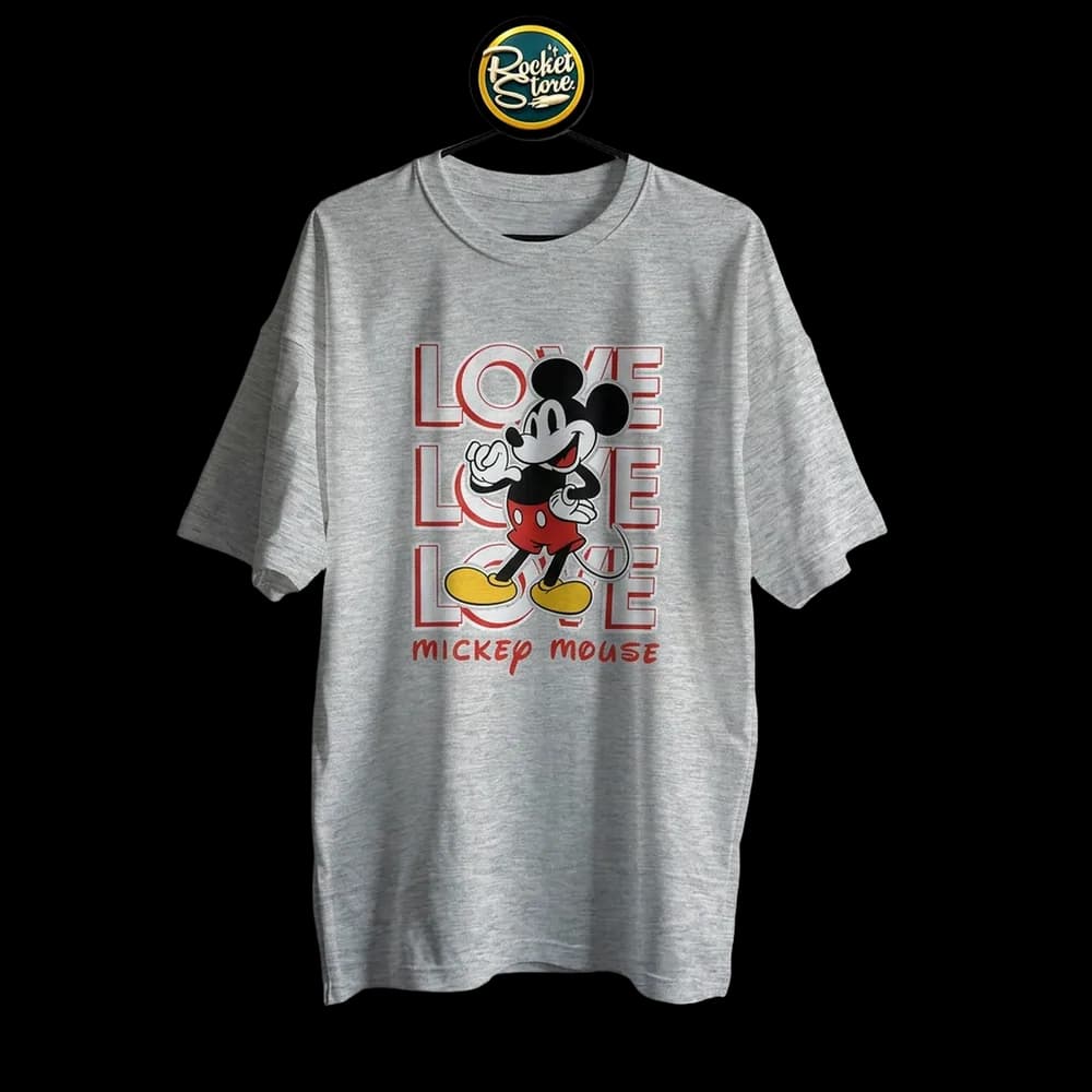 Camiseta Mickey Mouse - Love Love Love Gris Jaspe