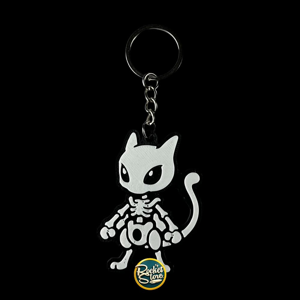 Llavero Pokémon - Mewtwo Esqueleto Silueta ByN