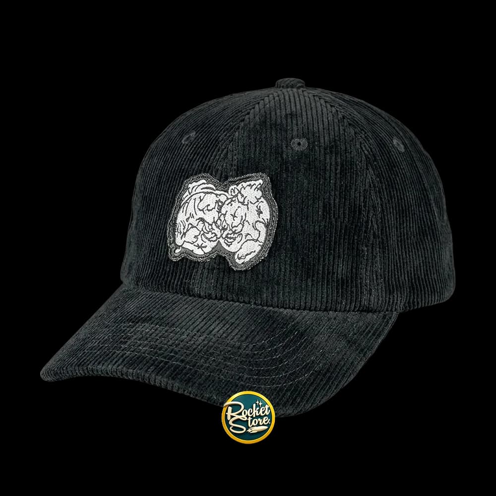 Gorra Pana Corduroy Vintage Streetwear (Negra / Visera Curva / Ilustración)