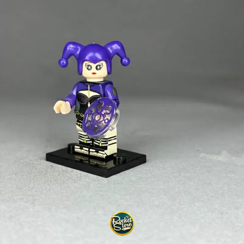 Minifigura tipo LEGO DC Comics Harley Quinn Bufón con Cetro
