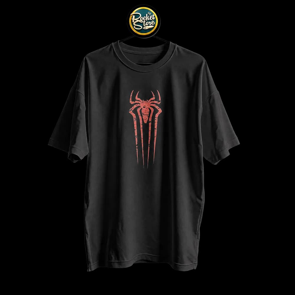 Camiseta Spider-Man - Araña Patas Largas Desgastada Rojo Negro