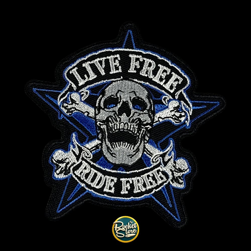 Parche Biker - Calavera Live Free Ride Free