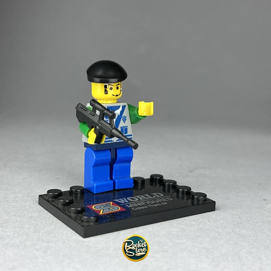 Minifigura tipo LEGO Policía SWAT con Radio y Subfusil