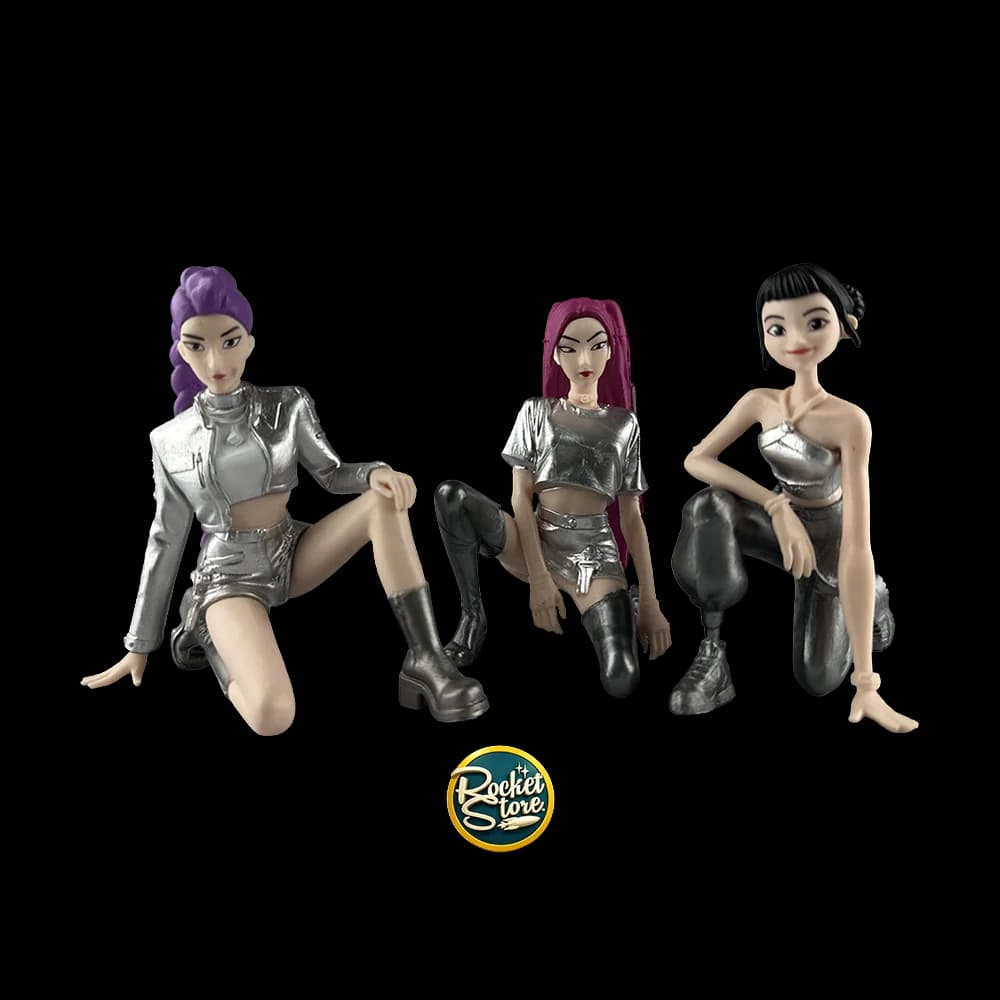 Set Trío Figuras Demon Hunters Trajes Plateados