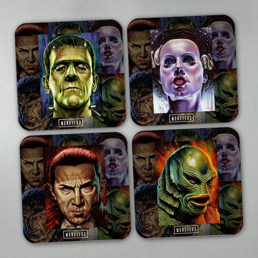 Set x 4 Portavasos Universal Monsters Cartelería Pintada