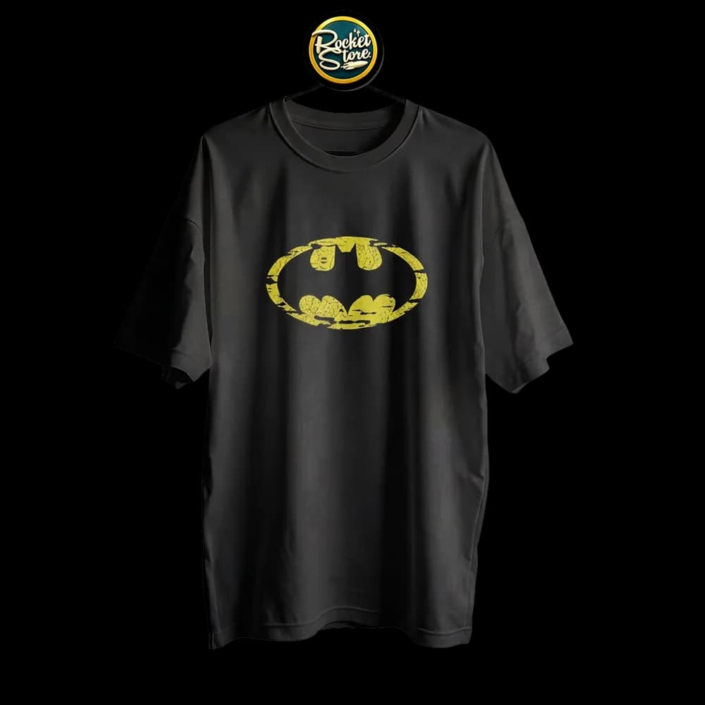 Camiseta Batman - Óvalo Murciélago Desgastado Amarillo Negro