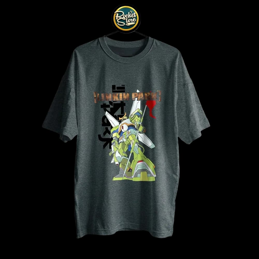 Camiseta Linkin Park - Reanimation Mecha Gundam Gris Oscuro