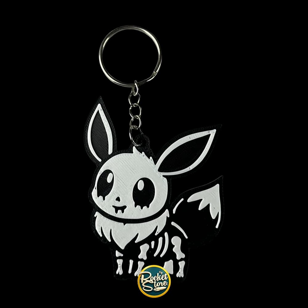 Llavero Pokémon - Eevee Esqueleto Silueta ByN
