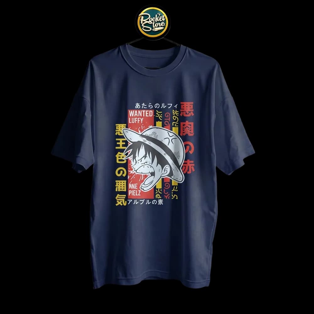 Camiseta One Piece - Monkey D. Luffy Grito de Batalla Azul Marino