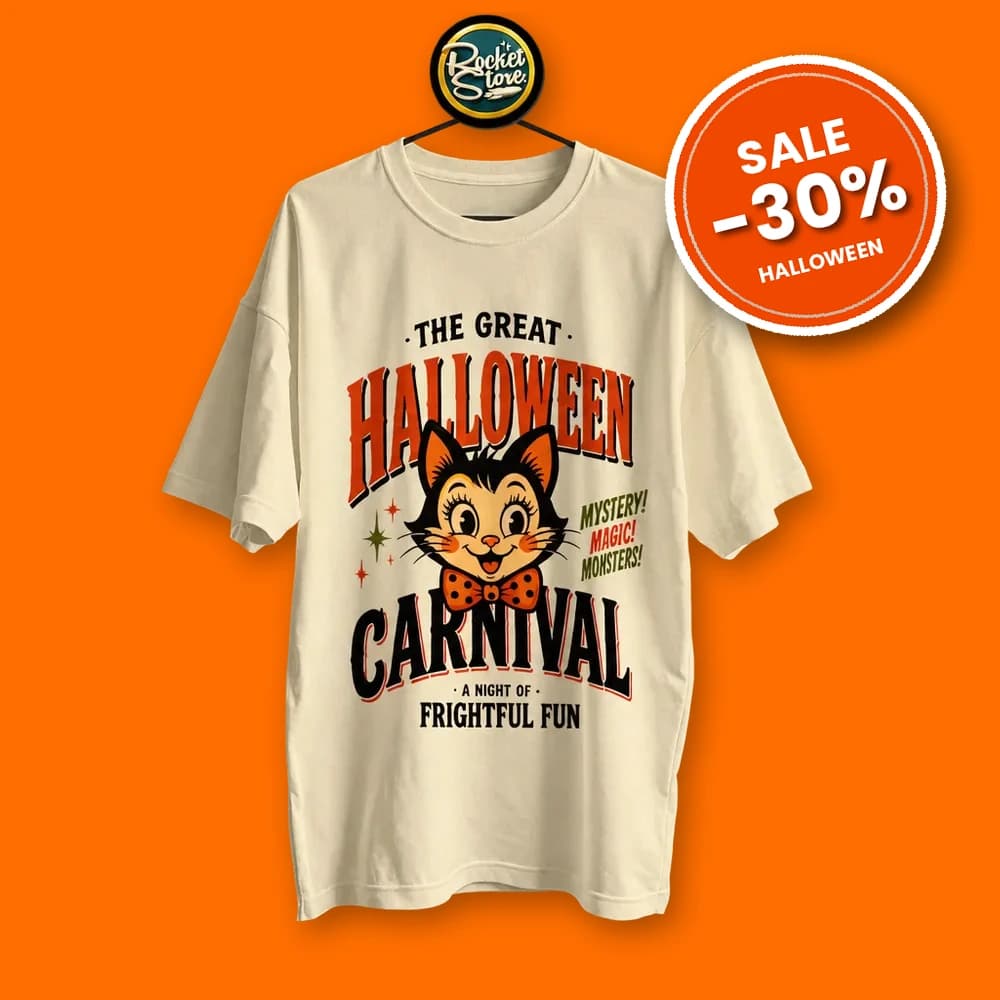 Camiseta The Great Halloween Carnival - Vintage Black Cat