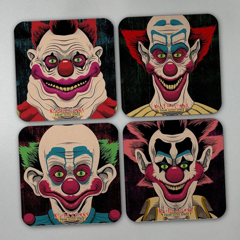 Set x 4 Portavasos Killer Klowns from Outer Space - Cult Horror
