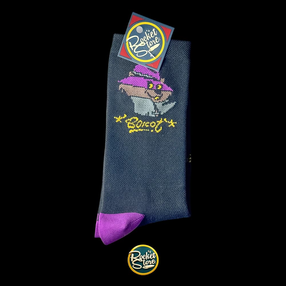 Medias Boicot Gato Detective Sombrero Morado