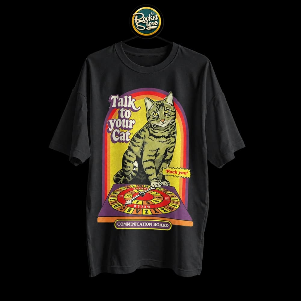 Camiseta Talk to Your Cat - Communication Board Negro