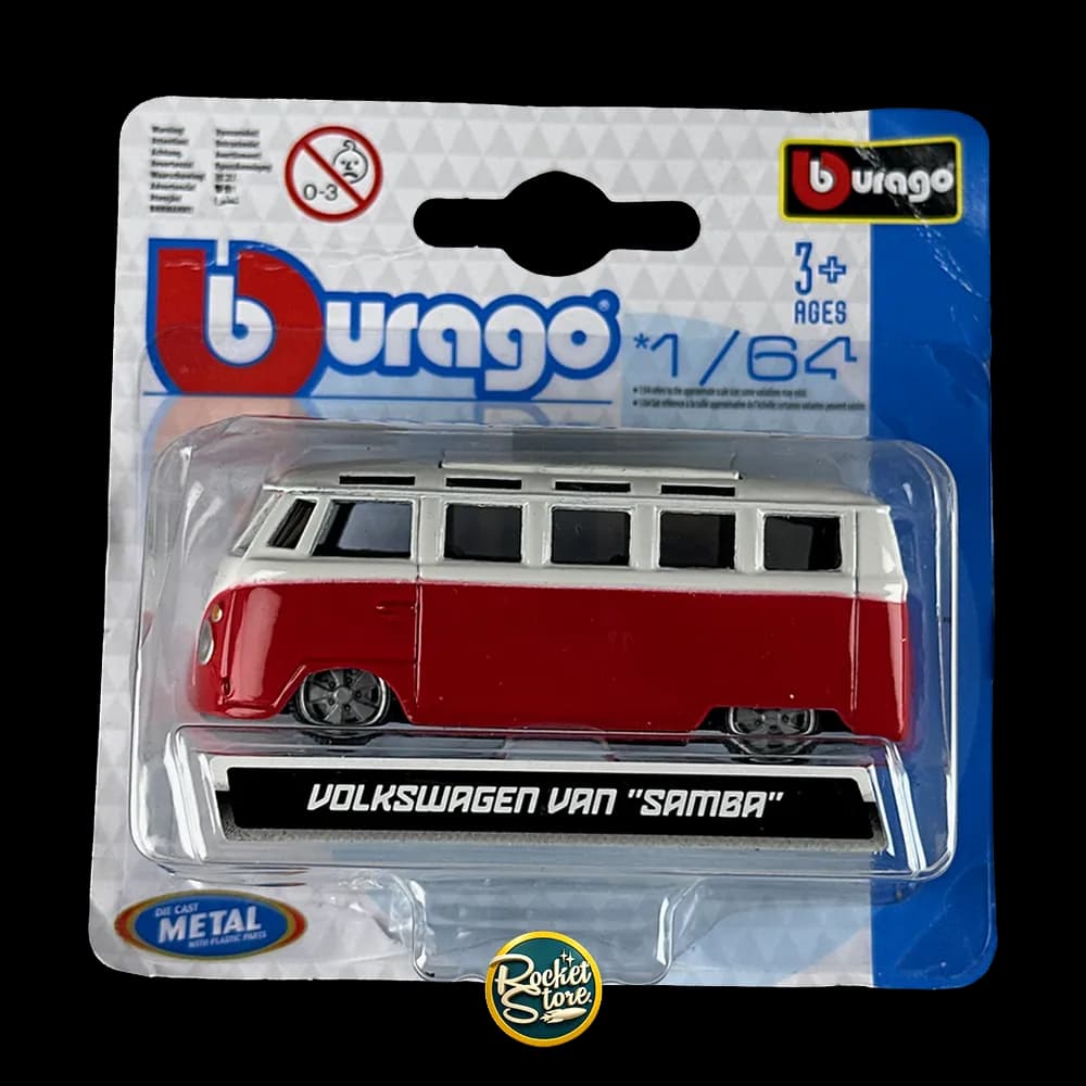 Burago Volkswagen Van Samba Roja Escala 1:64