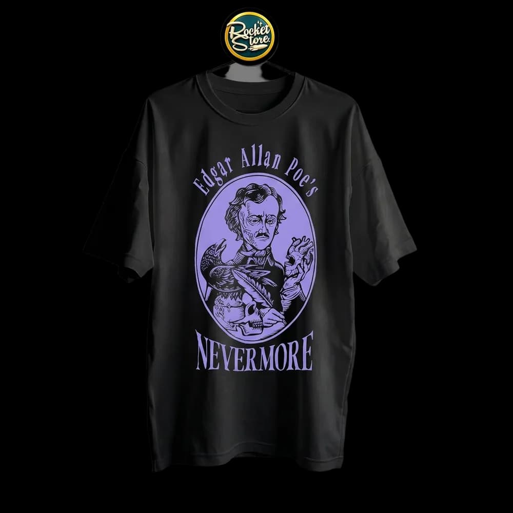 Camiseta Edgar Allan Poe - Nevermore El Cuervo y Corazón Púrpura - Foto 2