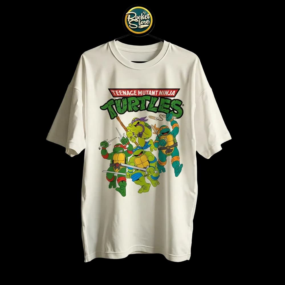 Camiseta Tortugas Ninja - 4 Hermanos Clásicos 1987 Marfil