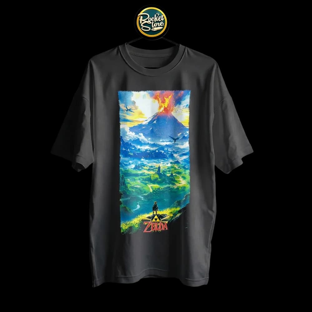 Camiseta Zelda: Breath of the Wild - Paisaje Hyrule y Montaña Muerte - Foto 2