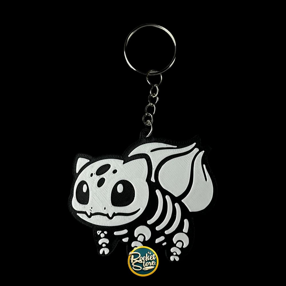 Llavero Pokémon - Bulbasaur Esqueleto Silueta ByN